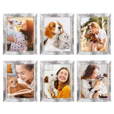 Imagem de Conjunto de 6 porta-retratos TWING Rustic 8x10 em branco envelhecido