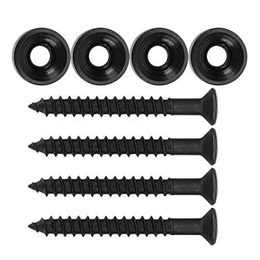 Imagem de ZJchao Parafusos de Pescoço de Guitarra, Virolas de Corda de Guitarra 4 Conjuntos de Bucha de Junta de Pescoço de Conjunto de Virola de Metal Parafuso de Com Acessório de para Baixo Elétrico (Preto)