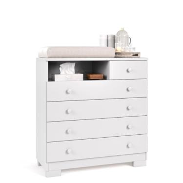 Imagem de Cômoda Infantil Amora Com 5 Gavetas e Com Pés (Branco)