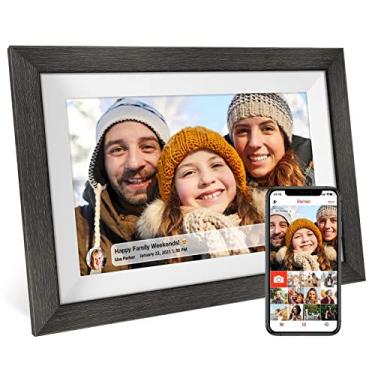 Imagem de Moldura digital de 10,1 polegadas da Frameo com tela sensível ao toque IPS HD 1080p com 16 GB de armazenamento de memória, rotação automática, aplicativo iOS e Android da MQQC
