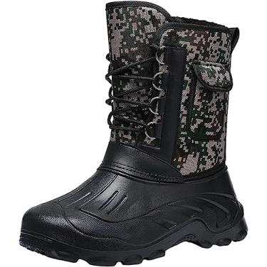 Imagem de Botas masculinas de cano médio para trabalho de inverno, botas de neve forradas com pele, bico redondo, botas de inverno para caminhadas, Camuflagem, 39 BR