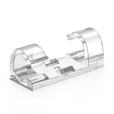 Imagem de 20 peças de clipes adesivos transparentes para cabos pequenos organizadores de cabos para mesa, parede, carro, PC, luzes de Natal, uso interno e externo