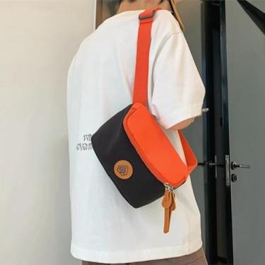 Imagem de Bolsa feminina estilo Ins – Pochete Color Block, bolsa transversal com alça ajustável, bolsa quadrada pequena para moda urbana, Preto, Tendência
