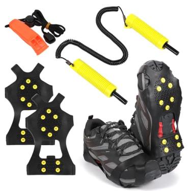 Imagem de Kit de segurança para pesca no gelo, inclui grampo de gelo para botas, apito de segurança retrátil e pegadores de neve, palheta de pesca para calçados, sapatos de caminhada na neve