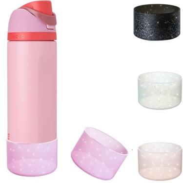 Imagem de Onlymory Bota de silicone com glitter para garrafa Owala de 680 g, acessórios de manga antiderrapante capa inferior para botas de garrafa de água de aço inoxidável FreeSip Owala (glitter rosa rosa