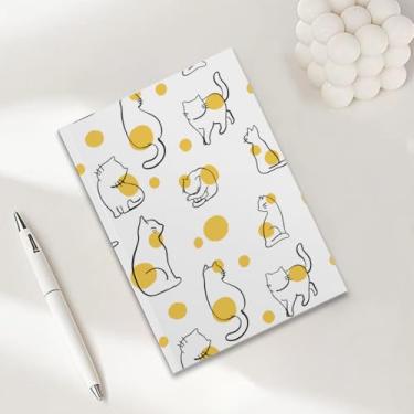 Imagem de Cadernos minimalistas de gato pastel para trabalho, caderno de composição A5 (21 x 14,7 cm), caderno pautado na faculdade, agenda de viagem forrada para escrever, presentes para amantes de gatos 2