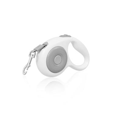 Imagem de Coleira retrátil para cães de 3 metros, fita de nylon para cães pequenos de até 11,8 kg, função de freio e pausa com uma mão (cinza hamburguer)