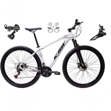 Imagem de Bicicleta Aro 29 Ksw Xlt 24v K7 Câmbios Shimano Freio Hidráulico Garfo Trava - Branco Tam.19