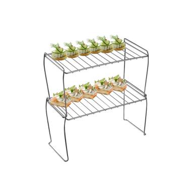 Imagem de Suporte Duplo Empilhavel Organizador Aço Buffet Mesa Festa