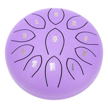 Imagem de RiToEasysports Tambor de Língua de Aço de 11 Tons, Chakra Estético, Tambor de Chuva de Jardim, Mini Instrumento de Percussão de Aço Etéreo para Exterior (Roxo)