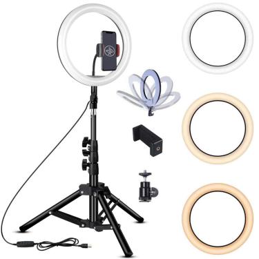 Imagem de Kit Completo Iluminador Ring Light Youtuber 10 26Cm + Tripé