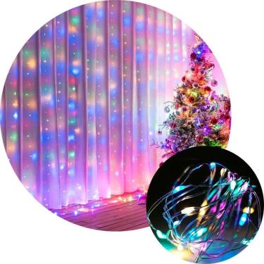 Imagem de Pisca Cortina Natal 280 Lâmpadas Leds Colorido 3x3m 110-220v