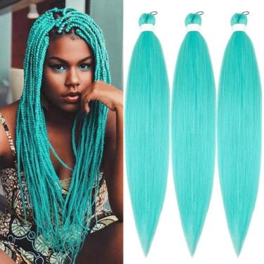 Imagem de Extensões de cabelo trançadas UpRyo Pré-esticadas Neon Verde Menta - U