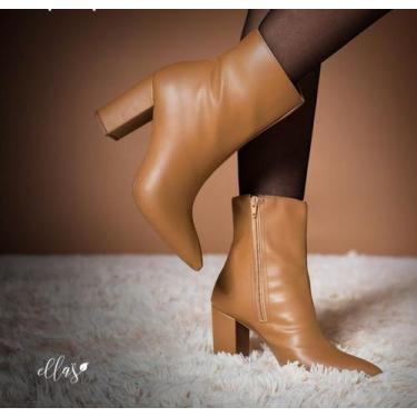 Imagem de Bota Feminina Cano Curto -zíper- Salto Grosso Médio Confort - Imada's,