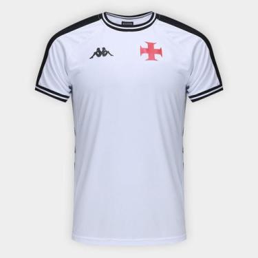 Imagem de Camisa Vasco Kappa Supporter Block Masculina, Branco, Preto, P