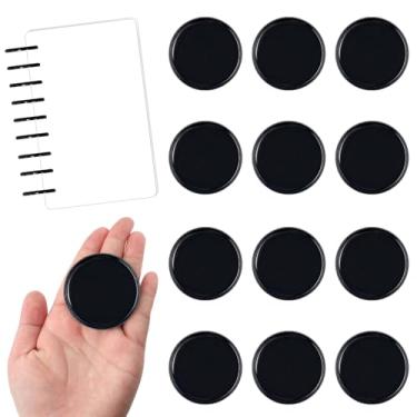 Imagem de 12 unidades de discos de expansão de disco preto e anéis de fichário - discos de encadernação de livros de plástico de 5 cm disco, sistema de fichários de disco, acessórios de anel para cadernos e