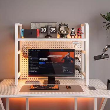 Imagem de Estante De Computador, Prateleira De Metal Multifuncional, Estante Industrial, Estante De Ferro Forjado, Organizador Para Dormitório Doméstico E Escritório, Bianco, 55x20*68cm