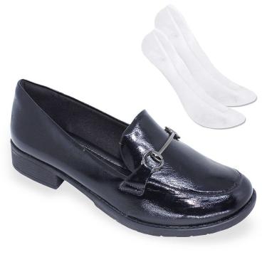 Imagem de Kit Sapato Piccadilly Leci Salto Baixo Feminino + Par de Meia