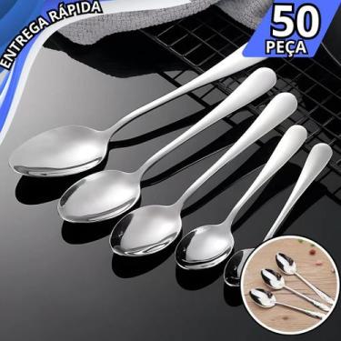 Imagem de Jogo de Talheres 50 Colher Em Inox Sopa Caldo Cozinha Restaurantes Mes