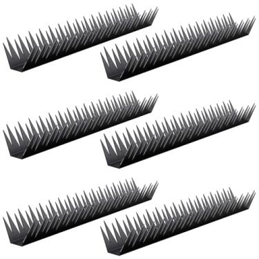 Imagem de Conjunto de 6 pontas antiescalada de metal, 40 cm de comprimento, pontas de dissuasão de animais com parafusos em prata e preto, acessórios de instalação para cercas, paredes e telhados