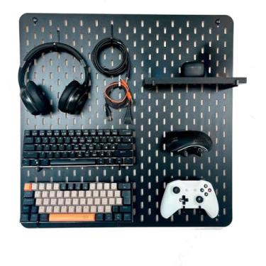 Imagem de Pegboard Setup Gamer Premium Organizador 59x59cm HOME OFFICE TOP DEMAIS(PRETO)