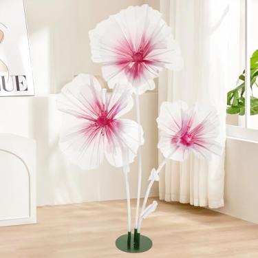 Imagem de Flores de seda artificiais gigantes, decorações de recepção de casamento, adereço de foto enorme, flores grandes no chão para decoração de pano de fundo de festa