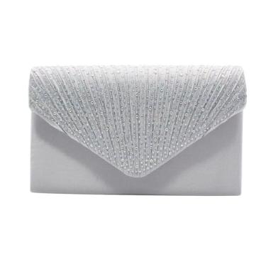 Imagem de YUGAORULI Bolsas de mão femininas para noite, festa de casamento, strass, para coquetel, formatura, jantar, Prata