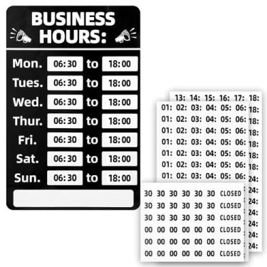 Imagem de 4 peças de placas de horário comercial, sinais de hora de loja para comerciais, placas de acrílico personalizadas, marca de hora de loja mutável com adesivos para cafeteria, loja, restaurante, porta