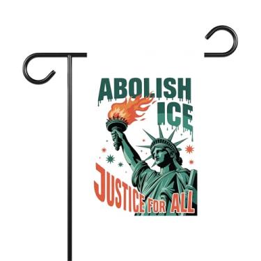 Imagem de Abolish Ice Justice For All Flag - Placa de Direitos Humanos - Stop Ice Deportations - Resist Garden Flag - Bandeira de Justiça Social - Antipresidente - Ideia Decoração Externa e Terraços de Jardim