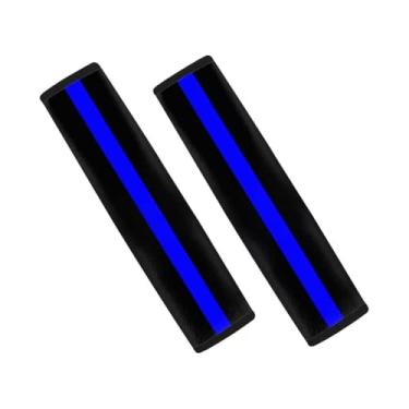 Imagem de Xalvoria Pacote com 2 almofadas para cinto de segurança de carro com bandeira dos EUA Thin Blue Line – Tecido macio premium, confortável e de suporte – Ideal para carros, caminhões, SUVs – Apoio à