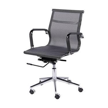 Imagem de KIT 02 CADEIRAS TELA BAIXA CINZA BASE RODIZIO