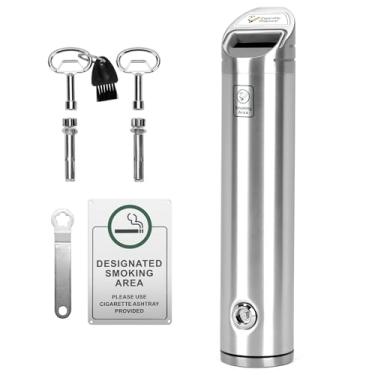 Imagem de Cinzeiro de metal bloqueável montado na parede. Caixote de cigarros que economiza espaço adequado para uso ao ar livre em áreas comuns para fumantes ou abrigos para fumantes em um pub, bar, escritório