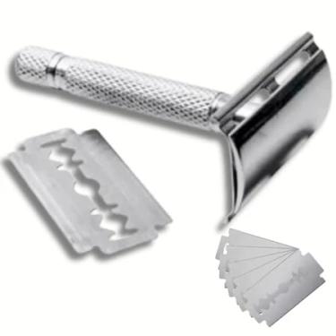 Imagem de Aparelho de Barbear Articulado Clássico Retrô Antigo Para Barbeador Com Lâmina Afiado 10 laminas