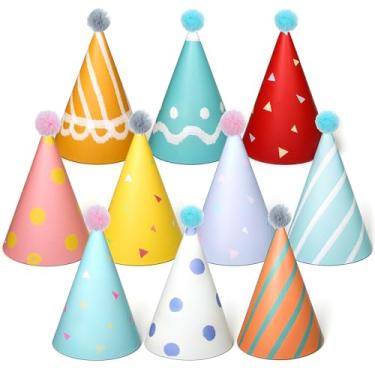 Imagem de Alrhso Party Hats for Stuffed Animals, 10 Pcs Colorful Stuffed Animal Party Hat, Lovely Paper Cone Tiny Birthday Hats, Mini PartyHat for Stuff Animals Pets, Accessories