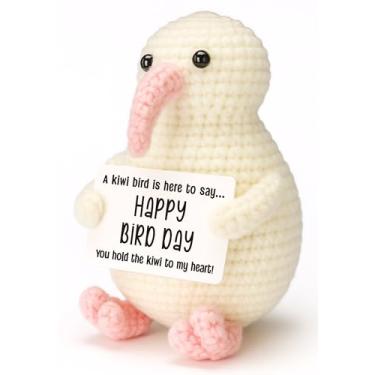 Imagem de Canmuchful Cute Crochet Kiwi Bird Figurine with Card – Funny Happy Birthday Gift, Handmade Positive Animal Collectible, Uplifting Desk Decor for Friends, Family & Loved Ones