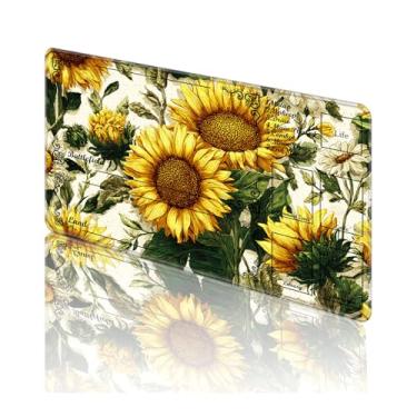 Imagem de TOEMZTFT Playmat for MTG, with Free Storage Bags,Game Mat 24 x 14 inches, TCG and Board Game Mat for Cards,Mousepad Desk Mats，Sunflower Floral