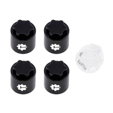 Imagem de TCRC 4PCS Aluminum M4 Nut Wheel Hub Center Cap Manual Locking Hubs for 1/10 RC Traxxas TRX4 Axial SCX10 D90 Tamiya MST Redcat,Black