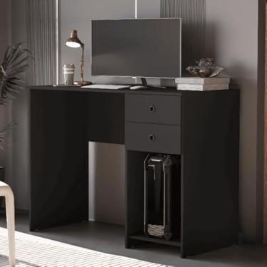 Imagem de Mesa Escrivaninha para Computador com 2 Gavetas e Suporte para CPU - Ideal para Estudo, Escritório e Gamer, Acabamento UV de Alta Resistência(Preto)