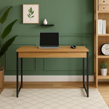 Imagem de Mesa Escrivaninha para Estudo e Notebook - Estilo Industrial, Compacta e Funcional(Freijó Preto)