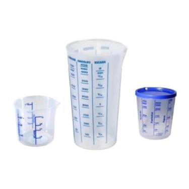 Imagem de kit 3 copos medidor Graduado Transparente = 500ml + 400ml + 100ml (3 Tamanhos diferentes para facilitar suas receitas)