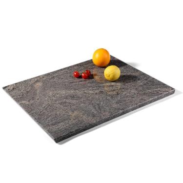 Imagem de Koville Tábua de corte de granito para cozinha, tábua de queijo grande de mármore de 50 x 40 cm, tábua de servir retangular para assar massa de charcutaria, placa de pedra natural para bancada