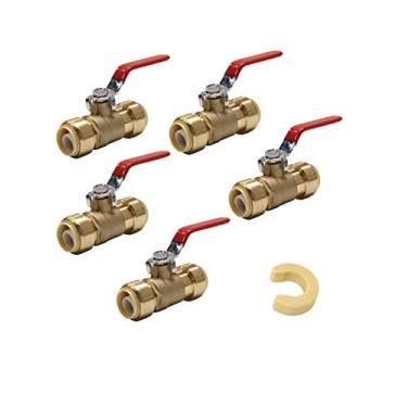 Imagem de EFIELD Válvula esférica de 3/10.2 cm para válvula de esfera de porta completa push-fit com clipe de desconexão, certificado UPC - 5 peças, (PF-VALVE012-5PCS)