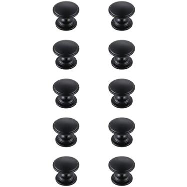 Imagem de Elegante Iluminação Interior Moderno Casa Decorativa Armário/Gaveta Hardware Kaid 3 cm Diâmetro Fosco Preto Mushroom Knob Multipack (conjunto de 10)