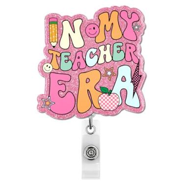 Imagem de Carretel retrátil de crachá de professor engraçado com clipe jacaré, in My Teacher Era, porta-crachá de identidade, presente para conselheiro escolar, mentor, professor, educador