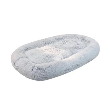 Imagem de LULUMAIC Cama de cachorro humano, cama de cachorro gigante para humanos, cama grande para adultos, cama macia de pele sintética para cães (cinza claro 6GG)