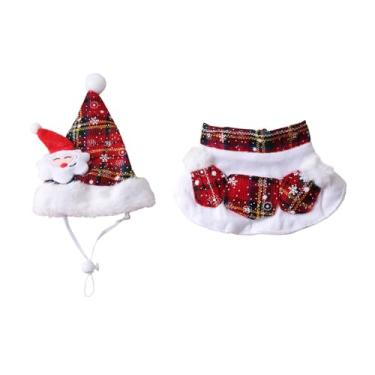 Imagem de Fxzqgnh Chapéu de Papai Noel para Pet com Cachecol - Fantasia de Outono/Inverno - Roupa Decorativa para O Natal - Acessório de Pescoço para Festas E Eventos D, S