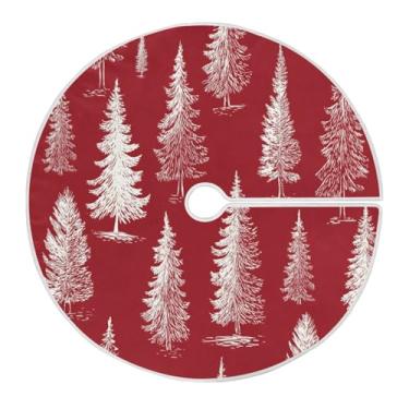 Imagem de Blueangle Saia para árvore de Natal vermelha e branca de 120 cm - poliéster macio e resistente a rugas, decoração de férias para festas de Natal, árvore festiva e decoração de casa (743)