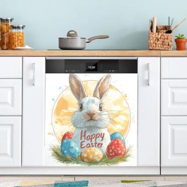 Imagem de ATTX Capa de ímã de lava-louças de coelhinho fofo da Páscoa, 58,4 cm C x 66 cm A, decoração da capa da máquina de lavar louça, decalques de armário doméstico e eletrodomésticos adesivos #35