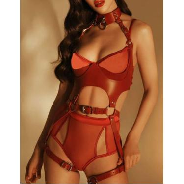Imagem de Arreio Harness Corporal Feminino C/ Cinta Liga - OCASO, Vermelho