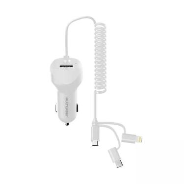 Imagem de Carregador Auto com Cabo Espiral 3 em 1 Multilaser - CB128